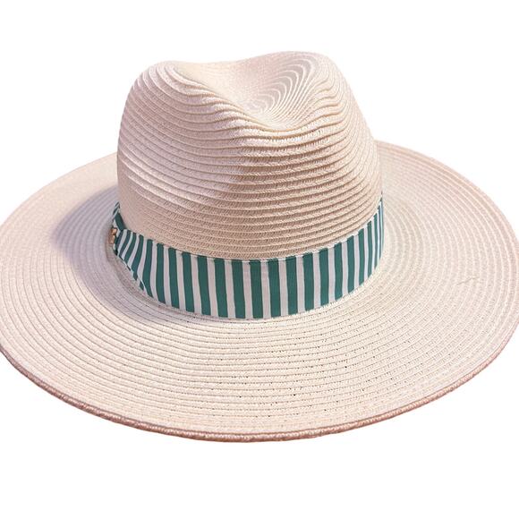 Masters Accessories - NEW 2025 Masters Women’s Dorfman Natural Straw Hat  Green White Stripe NWT